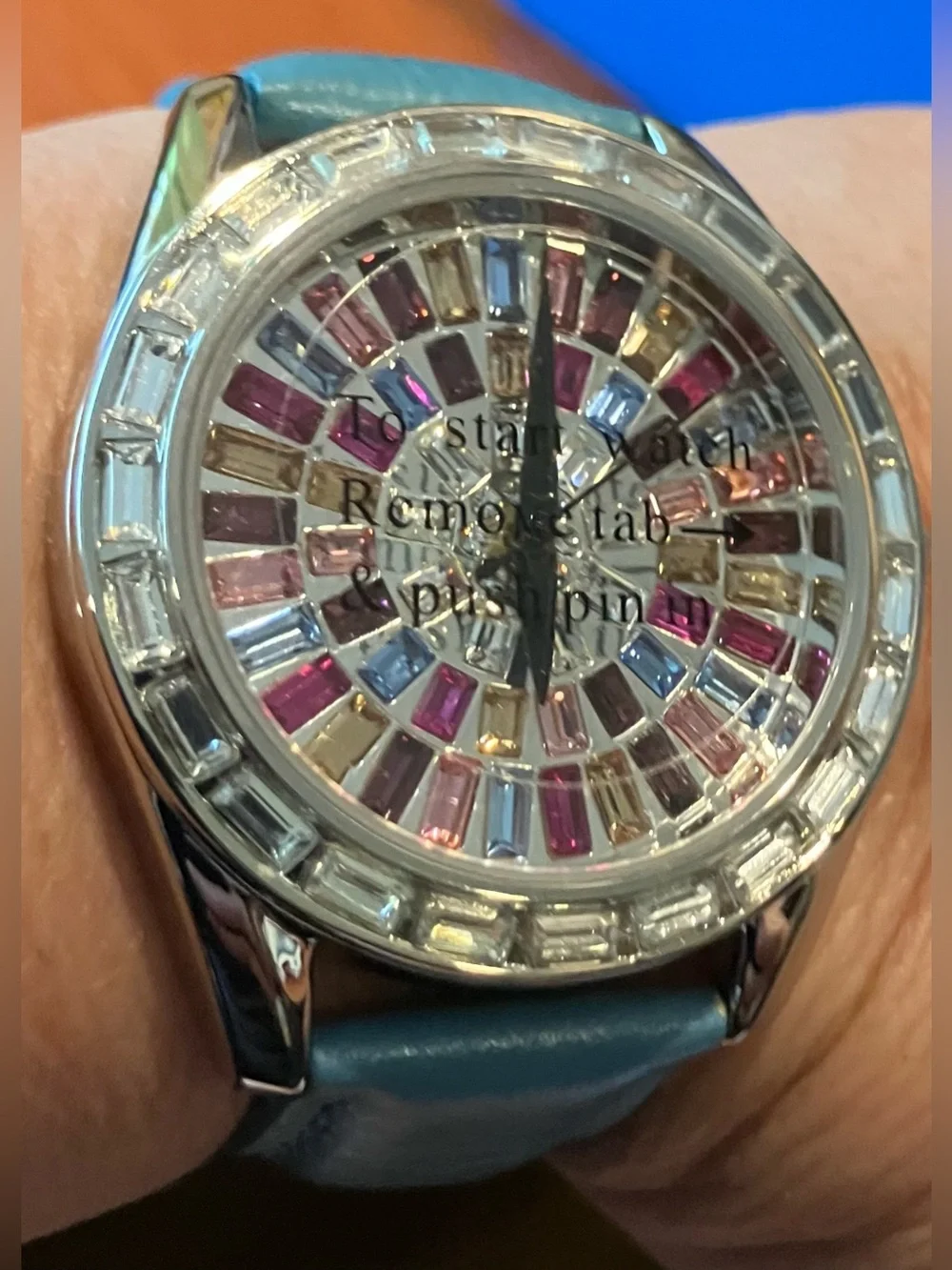 NEW in Box Real Collectibles by Adrienne Rare Crystal Mosaic Watch w/Blue Band